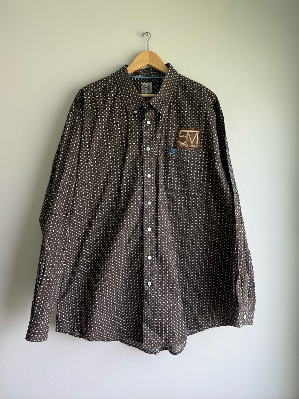 Cinch Western Shirt Mens XXL Brown 5M Livestock Company Embroidered